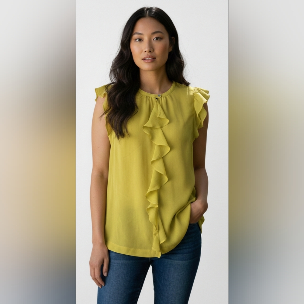 DKNY Ruffle Sleeve Blouse Size L